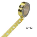 Gold Foil Washi Tape with White Stars Pattern Decorative Masking Tape for Journaling DIY - G-12