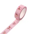 Pink gold foil bow washi tape roll, cute decorative paper tape for journaling, planner crafts. - Q-51