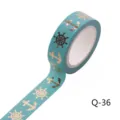 Blaues Goldfolien Washi Tape mit nautischem Anker und Steuerrad Muster für Journal. - Q-36
