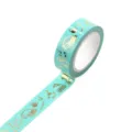 Mintgruenes Goldfolien Washi Tape dekoratives Klebeband fuer Tagebuch DIY Bastelei Schreibwaren. - Q-48