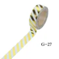 Gold and white striped decorative washi tape variant G-27 for journaling and DIY paper crafts. - White Ground Gold Stripe Pattern (G-27)