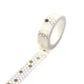 Gold foil washi tape with geometric honeycomb pattern, decorative masking tape for crafts. - Q-60