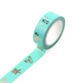 Mint green gold foil washi tape, decorative masking tape for scrapbooking and journaling crafts. - Q-49