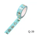 Light blue gold foil crown washi tape decorative masking sticker for journaling and crafts - Q-39