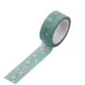 Teal washi tape with floral vine pattern, decorative masking tape for journal crafts scrapbooking - Fresh Green Floral (P-31)