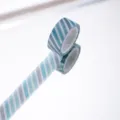 Blue stripe washi tape variant for daily journal planner decoration and craft use, compact roll. - P-14 Blue Stripe