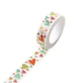 Colorful gold foil washi tape roll with cute heart patterns for scrapbooking and DIY crafting. - Q-57