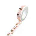 Pink cherry blossom washi tape with gold foil accents for journaling and crafts decor. - Q-59