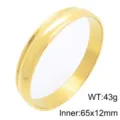Brede titanium stalen armband met dubbele groeven, gouden afwerking, binnenkant 65x12mm. - Goud