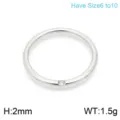 Minimalistische roestvrijstalen ring met steen, slanke ronde band voor dagelijks gebruik. - Maat 6 / Zilver