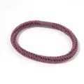 Detailed close-up view of a purple and black braided high-elastic thick hair tie for women - Purple