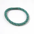 High-quality teal woven elastic hair tie with yellow and black pattern details for girls - Green