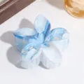 Blue and white marble pattern frangipani flower hair claw clip for women's hair. - Large Cloud Texture Claw Style (3579-1) / Landscape Blue