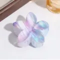 Pince à cheveux fleur de frangipanier avec dégradé marbré violet et bleu élégant - Style Texture de Nuage de Rêve (3579-4)