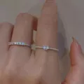 Minimalist silver heart shaped ring set with pavé cubic zirconia for elegant women - Silver Heart Rhinestone Style (5711202) / Silver