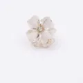 Elegant white crystal flower hair clip with a sparkling multifaceted center stone - White (3436-1)