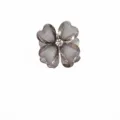 Elegant crystal flower hair clip with grey heart-shaped petals and central rhinestone - Grey (3436-2)