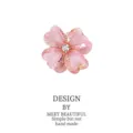 Elegant pink crystal petal hair claw clip featuring a sparkling rhinestone center piece - Pink (3436-4)