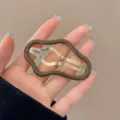 Stylish brown wavy hollow cloud hair clip accessory with gold metal BB clip closure - Dark Coffee