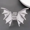 Elegant silver metal bat wing hair claw clip accessory for gothic style hairstyles - Silver (3514)
