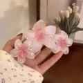 Iridescent gradient pink plumeria flower hair claw clip for elegant summer hairstyles - Plumeria (3806) / 11cm / Pink Gradient