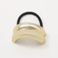 Variant image of a gold-colored minimalist metallic curved hair tie with black band - Smooth Double Layer Style (3795) / Gold