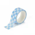 Blauw en wit geruite washi-tape rol voor DIY journaling en handwerk decoratieve vierkante raster sticker. - Blauw en Wit