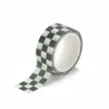 Green checkered washi tape grid decorative sticker for DIY journaling and paper crafts. - Green/White