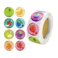 Niedliche Cartoon Obst runde Aufkleber Rolle, bunte dekorative selbstklebende Etiketten. - Obststil