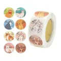 Niedliche Cartoon-Katze runde Klebeetiketten Rolle, ideal für Journal und Siegeldekoration. - Katzen-Stil