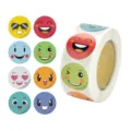 Cartoon Emoji Stickers Roll Cute Round Adhesive Labels for Journal Deco and Kids DIY Crafts - Emoji Style