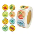 Cute cartoon dinosaur round label self-adhesive sticker roll for kids journal decoration - Dinosaur Style