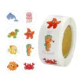 Cute cartoon sea animal stickers roll for kids journaling, scrapbooking and gift sealing decor. - Ocean Animals Style