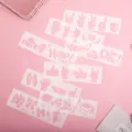 Schüler niedliche Cartoon hohle Spitze Lineal Zeichnung Schablone Briefpapier Set rosa - Handgeste