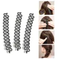 Professional black zigzag hair braiding tool set for easy fishtail and french braids - 3 Pieces Pack / Black (3388)