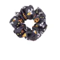 Halloween themed scrunchie with pumpkin and black cat patterns for festive hair styling - Gray