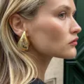 Chunky oversized gold plated teardrop earrings for women in a classic waterdrop style - Oversized Gold Teardrop (5809801)