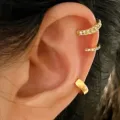 Set of 3 elegant gold C-shaped rhinestone ear cuffs for non-pierced ears styling - Gold Style (5679301)