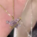 Halskette im Y2K-Punk-Stil mit einem rosa Kristallherz-Planetenanhänger in Goldoptik - Gold - Rosa Planet (5817902)