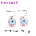 Modieuze roségouden boze oog hangende oorbellen voor dames, stijlvolle titanium stalen sieraden. - Oorbellen / Roségoud