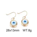 Gouden boze oog oorbellen roestvrij staal 28x13mm blauw wit emaille hangende sieraden - Oorbellen / Goud