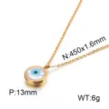 Boze oog hanger titaan staal ketting in goud kleur met gedetailleerde afmetingen. - Ketting / Goud