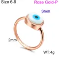 Roségoud roestvrij staal boze oog ring maat 6-9 chique mode schelp vinger sieraden variant - Maat 6 / Roségoud