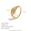 Two-tone stainless steel fish ring with zircon accents and detailed size measurements - 6 / Ring / Two-tone Gold Silver