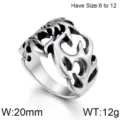 Edelstahl Ring Herren Punk Flamme hohl breites Band Retro Titan Fingerring Gr. 6-12 - Größe 6