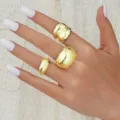Minimalistische goudvergulde onregelmatige gepolijste ringenset voor dames design - Onregelmatige splitset (6004802) / Goud