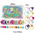 1050pcs colorful children hair accessories set with rubber bands hair ties and clips - 1050Pcs Hair Accessory Gift Box (8277004)