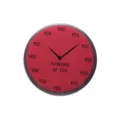Red minimalist tinplate brooch pin featuring a creative Thinking of You clock design - Red Clock English Design Style (XZ8088)