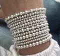 Stijlvolle 12-delige set minimalistische zilveren kralenarmbanden voor gelaagde styling - Zilveren Stijl (6166301HB)