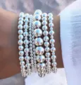Minimalistische zilveren kralen armbandset met verschillende maten voor laagjeslook - Zilveren Stijl (6202201HB)